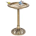 VIVOHOME Bird Bath for Outside, Polyresin Pedestal Bird Baths for Outdoor, Garden, 28 Inch Height Weather-Resistant Birdbaths with 20" Bowl, Antique Copper