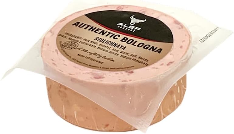 AlefMortadella Stolichnaya 0.8 Lb - Delicious Mortadella Bologna Lunchmeat For Sandwiches, Perfectly Seasoned Deli Meat For Gourmet Lunches