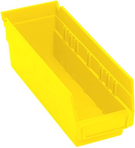 QUANTUM STORAGE SYSTEMS K-QSB101YL-10 10-Pack Plastic Shelf Bin Storage Containers, 11-5/8 inch x 4-1/8 inch x 4 inch, Yellow