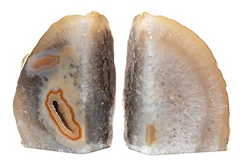 DesertUSA Agate Bookend with Rubber Bumpers Plus Includes Bonus Minerals (3.5-6 lb, Natural)