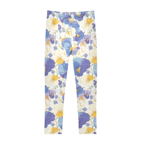 The Garden Tricolor Pansy Flower Kids Girl's Legging Comfortable High Waisted Leg Yoga Pants Exercise