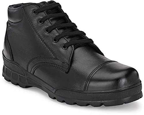 INDIANTRENDSPure Leather Police Boot Comfortable for Men (Black) (1002-BLK-7)