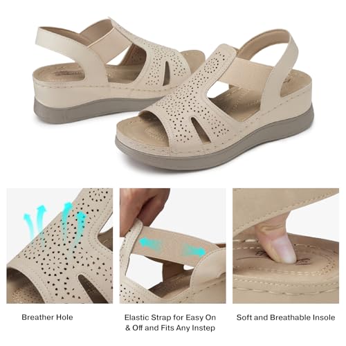 Image of SHIBEVER Wedge Sandals Women Comfortable: Sandals for Women 2026 Dressy Summer Ankle Strap Open Toe Low Heel Platform Wedges Shoes