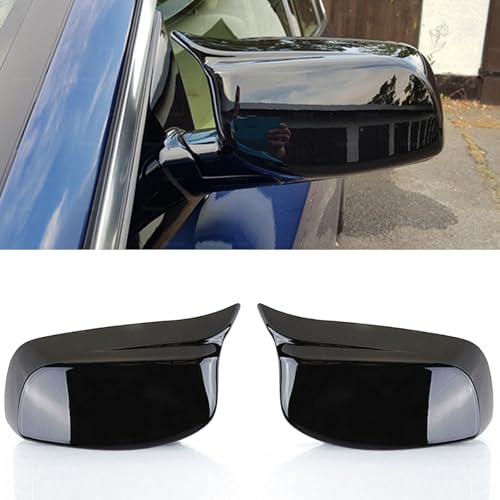 Auto Spiegelkappen in Hochglanz-Schwarz 1 Paar, Sportliche Automodifikation Ersatz - Außenspiegelkappen für BMW (E60 E61 [2003-2007] [Pre-LCI])