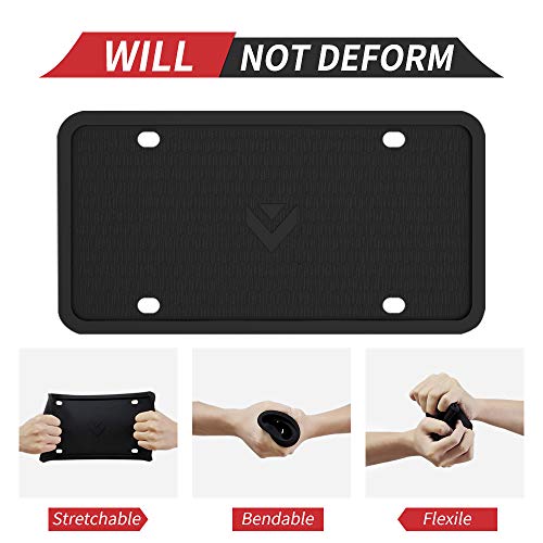 Aujen Silicone License Plate Frames 2 PCS for US Standard Car, 100% Street Legal License Plate Frame, Rattle-Proof and Easy Installation License Plate Holder (Black) - Thumbnail 3