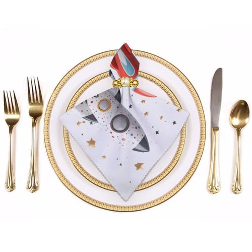 Servilletas de Tela Cartoon Rockets 18.7x18.7 in 4 PCS miniatura 3