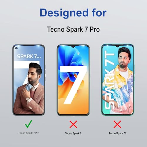 Image of ZAP CASE HD Plus Tempered Glass Screen Protector Compatible For Tecno Spark 7 Pro (Black) Edge To Edge Coverage With Easy Installation Kit