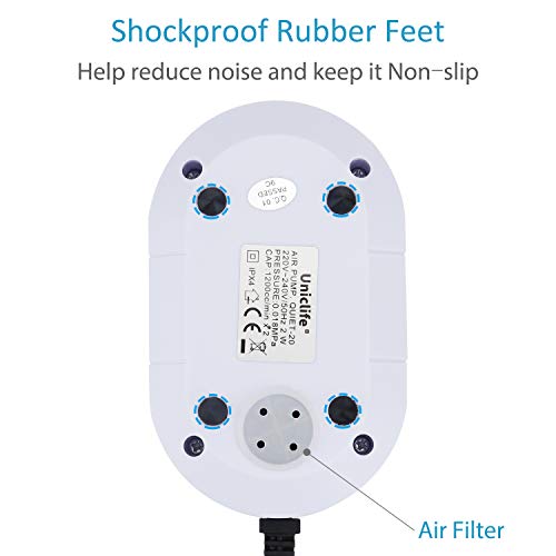 Uniclife Quiet 20 Aquarium Air Pump Dual Outlet with Accessories for 5-30 Gallon Fish Tank