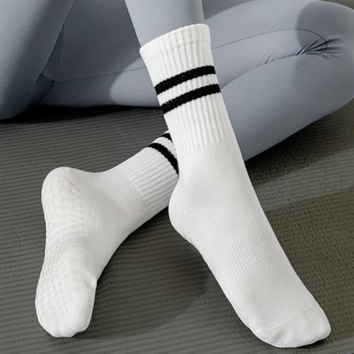 Image of Womens 4Pcs Pilates Grip Socks Non Slip Yoga Socks with Grips Barre Hospital Athletic Socks for Women