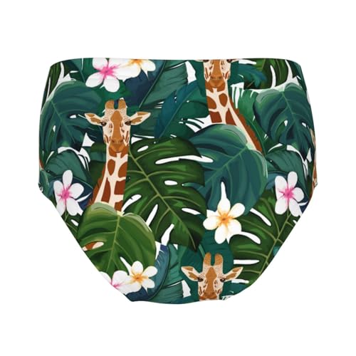 Giraffe And Hibiscus Flower Girls' Underwear Soft Cotton Little Girls Panties Comfort Briefs2