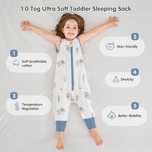 Image of Miracle Baby Sleep Sack with Feet, 1.0 TOG Wearable Blanket for Toddlers, Sleeveless Baby Sleeping Bag with Leg Openings