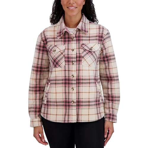 Sage Collective Women's Long Sleeve Plaid Shirt Jacket – Sherpa Lined Fleece Shacket with Pockets3