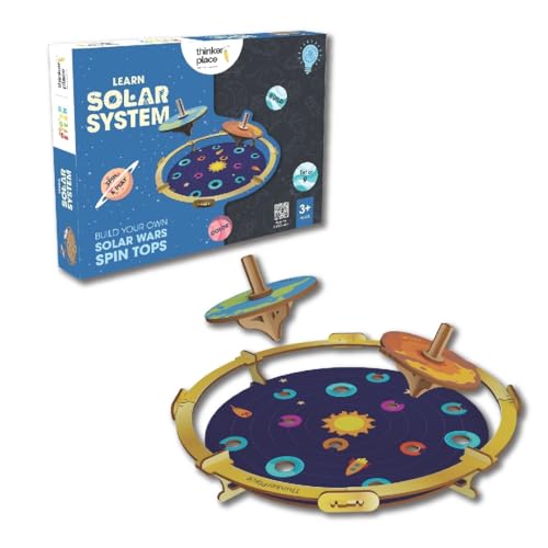 DIY Solar Wars Spin Tops | Build, Color & Play with Solar System Spin Tops | STEM Educational Toy for Kids Age 3, 4, 5+ Years | Science & Learning Toy | 9 Spin Tops & Game Arena