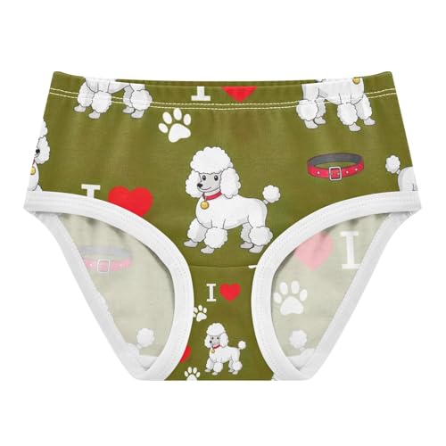 Cute Dogs Green Underwear Girls, Toddler Girl Briefs, Cotton Girls Underwear, 2–8 Years
