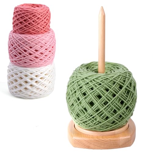 Caydo Wooden Yarn Holder for Knitting and Crocheting, Easy Install and Operate Yarn Spinner Holder, Yarn Spinner with Yarn Storage, Perfect Crochet Gift for Craft Enthusiasts - Large