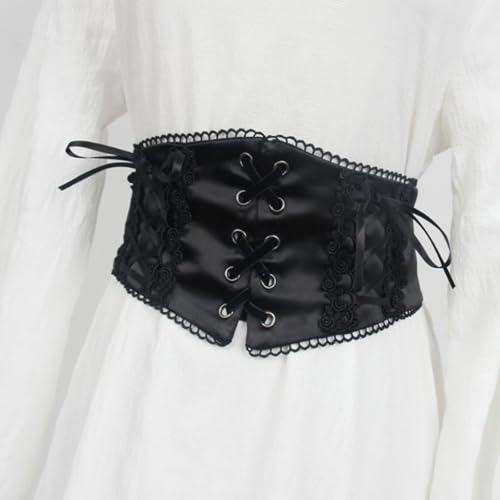 Versatile Belt Corset Belt with Lace Flower Decoration Waist with Back Tie Waist Decoration to Match Skirt and Shirt2