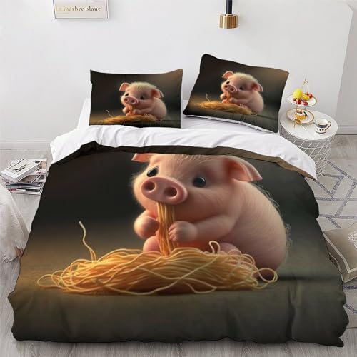 Housse de couette 220x240 cochon mignon pour cocooning et ambiance de chambre chaleureuse
