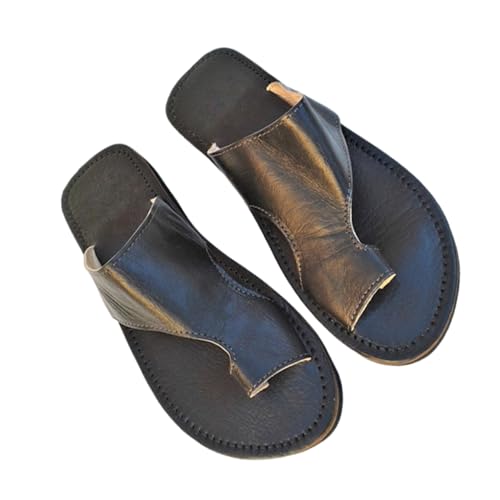 Men's Plus Size Summer Casual Ring Toe Bunion Slippers, Slip-On Flip Flopsslippers, Front and Rear Hollow Fish Mouth Square Head Outdoor Sandals, for Plantar Fasciitis Orthopedaic