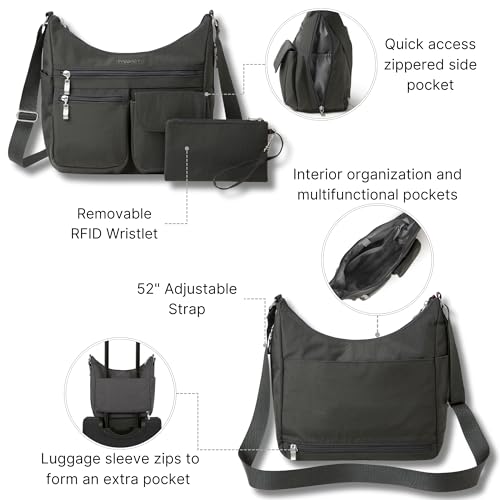 Image of Baggallini womens Everywhere Bagg Crossbody Women 11x9 Lightweight Nylon Hobo Water-resistant Travel Bag W /Rfid