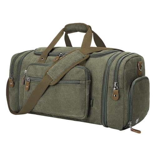 Image of Gonex Canvas Duffle Bag, Expandable 60L Travel Overnight Weekender Bag
