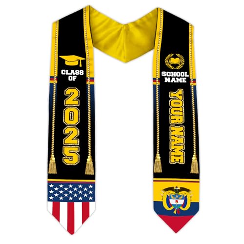 MonkeyVan Colombians Graduation Sash, Custom Colombians American Flag Graduation Sash 2025, Colombia Graduation Stole Style 10