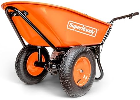 SuperHandy Electric Wheelbarrow – 48V 4Ah Li-Ion Battery, 330 lbs (150 kg) Capacity, 3 Cu.Ft. Steel Powder Coated Tub, Material & Debris Hauler Utility Cart