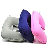 luftpolstertaschen günstig Material: Beflockung PiniceCore 1x Grau Funktions aufblasbare Nackenkissen Aufblasbares U Shaped Reise-Kissen-Auto-Kopf-Ansatz-Rest-Luftpolster für Travel Neck