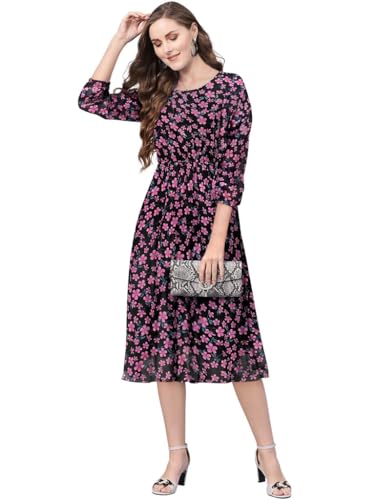 Image of KERI PERRY Women's Georgette Floral Fit & Flared Western Dress | Dress for Women | A line | Anarkali Dress | Gown Dress | Western Dress | Exclusive Women Dress | Bollywood Dress | Dress | Fashion