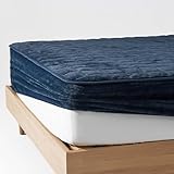 Atokazo あったか パッド一体型ボックスシーツ シングル 冬 秋冬用 1枚両得 極暖 吸湿発熱 抗菌・防臭加工 TEIJIN中綿 マイクロファイバー 丸洗い 敷きパッド ベットパッド マットレスパッド(100X200cm, ネイビー)