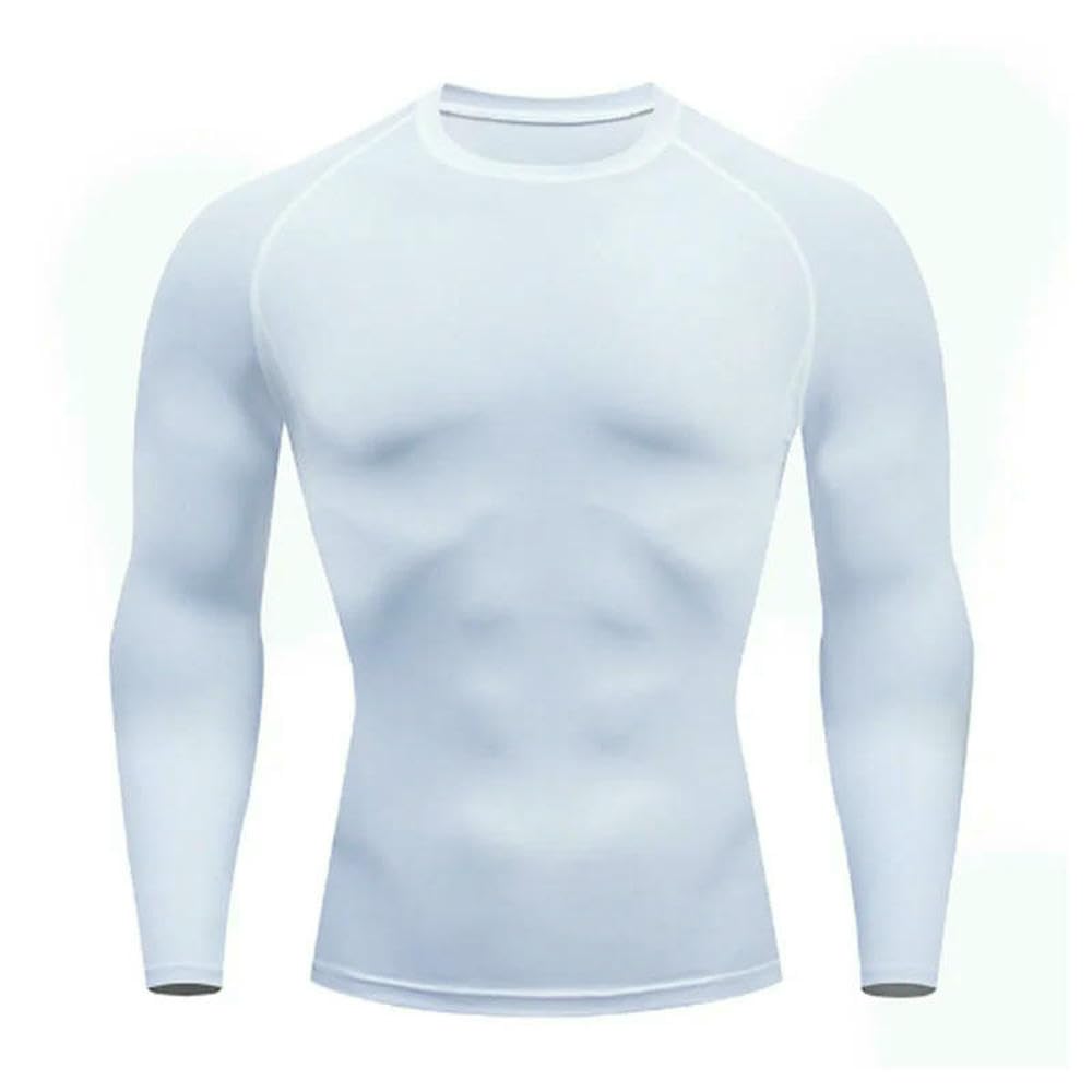 DYRBF - Camiseta deportiva para hombre, de secado rápido, manga larga, de compresión, para gimnasio, fitness, camiseta de protección contra erupciones
