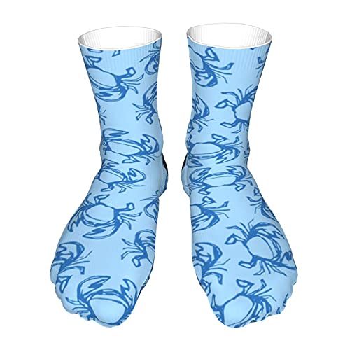 Crabs Unisex Funny Crazy Socks, Cool Funky Extra Thick Crew Dress Socks For Men and Women, Cute Graphic Pattern Novelty Tube Socks for Casual & Sports Wearing