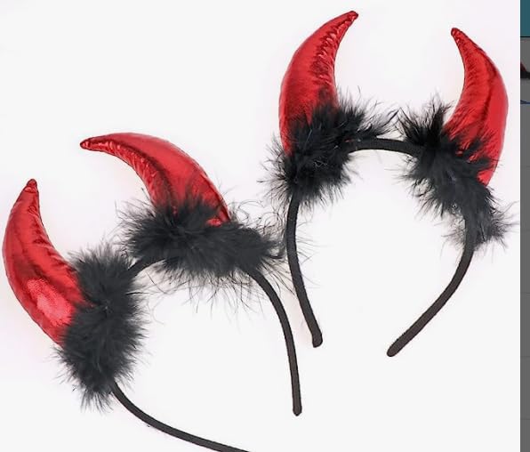 Funmo 2PCS Devil's Ear Headbands, red Demon headband Devil Horn Hairband Halloween Headband Unique Devil Hair Hoop, Halloween Devil Costumes Accessories for Carnival Halloween and cosplay