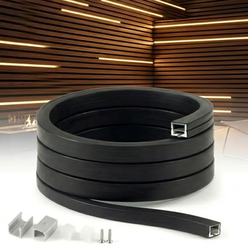 KSIBNW LED Profile Silicone Black, 3M LED Diffuser Channel 12×12mm, Waterproof Flexible Acoustic Wall Panel Accessories, Led Strip Cover with End Caps & Mounting Clips(No LED Strip Light Included)