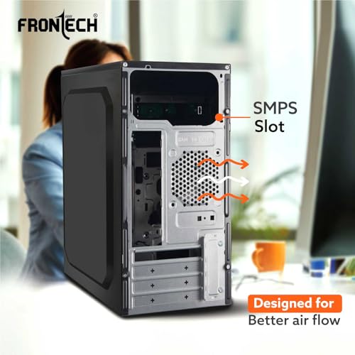 Image of FRONTECH Flint Silver Computer Cabinet | Compact PC Case for Home & Office | Silver Range | Efficient Airflow Design | Front USB 1.1 & Audio Ports | ATX /Micro-ATX Motherboard Support (FT-4277)