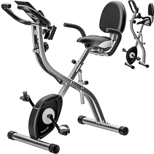 Sportana Hometrainer Eagle 3 Inklapbaar 10 Niveaus Polssensors 2 Fitnessbanden Rugleuning Fitness bike Spinningfiets