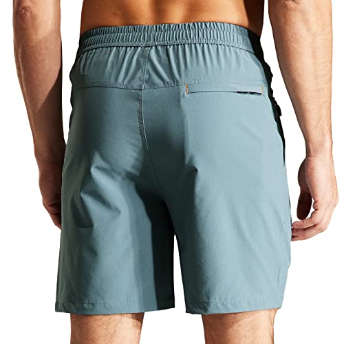 Image of MIER Men's Quick Dry Running Shorts with Zipper Pocket Elastic Waist Athletic Workout Exercise Shorts