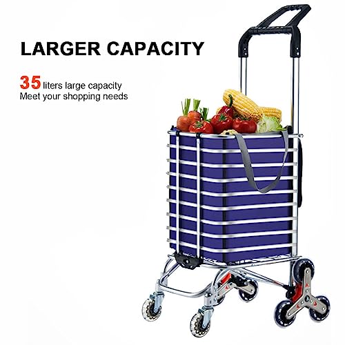 Treppensteigwagen mit 8 Rädern, 360 ° drehbarer Griff, faltbarer Einkaufstrolley mit Abdeckung, 51 kg Kapazität, vielseitiger Rollwagen für Lebensmittellager und Außenbereich – Bild 6