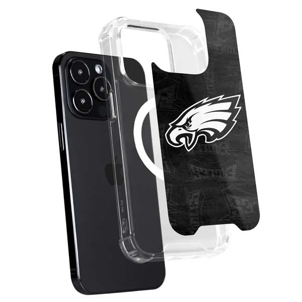 Skinit Phone Case Compatible with MagSafe iPhone 15 Pro Max - Officially Licensed NFL Philadelphia Eagles Black & White Design