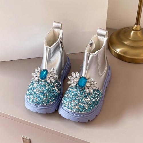 Kids Girls Glitter Rhinestone Princess Dress Boots Cute Side Zipper Ankle Boots Wedding Birthday Performance Shoes3