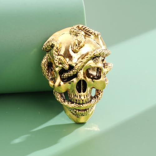Image of Punk Skull Head Cross Sword Brooch Pin Cool Skeleton Lapel Pin for Dress Suit Decor Halloween Party Clothing Accessories for Women Men