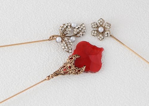 Image of Alilang 5Pcs Vintage Bendable Lapel Pins Classic Pin Brooches Set Accessories for Secure Styling on Hats, Scarves