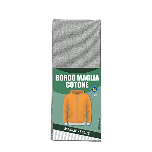 USIT, Tejido de Punto en Algodón para Reparaciones, 8x80 cm, Ideal para Reparar Jerseys y Sudaderas, 1 Pieza Doblada, Gris Claro
