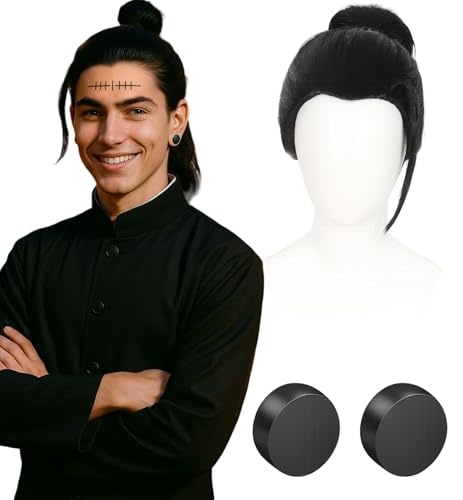 Swooflia Black Bun Wig for Men & Cosplay Accessories -