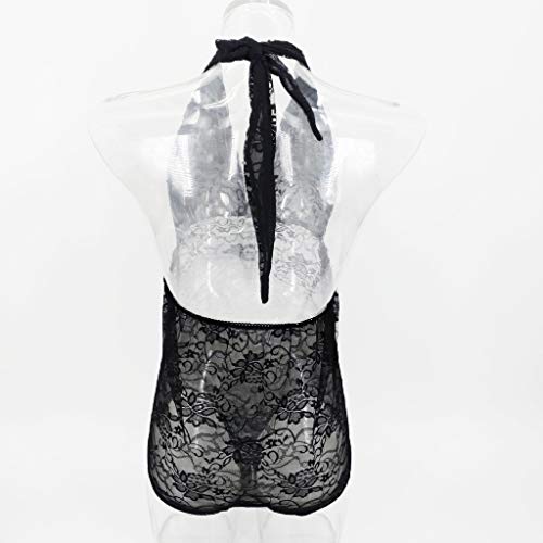 Women Pregnant Lace Babydoll Halter Dress Teddy V-Neck Lingerie Sexy One Piece Bodysuit Sleepwear Nightgown Chemise Black - Thumbnail 5
