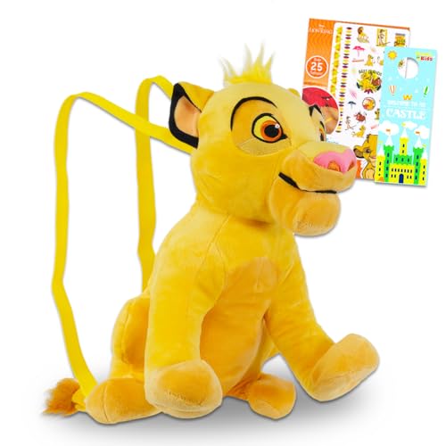Lion King Plush Backpack Set - Bundle with 14" Deluxe Simba Plush Doll Toy with Carrying Straps, Tattoos, More | Lion King Gifts for Kids