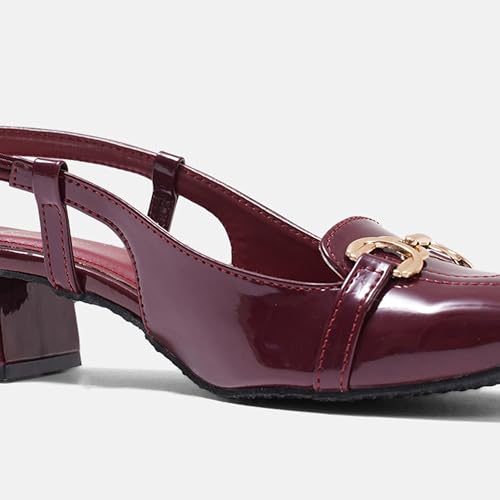 Image of JM LOOKS Womens Slingback Block Heels Closed Square Toe Dress Work Slip on Back Strap Business Pumps