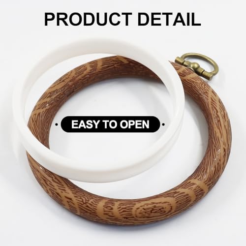 Image of Marvexi 2Pcs Oval Embroidery Hoops 8.2 inchx11 inch, Vintage Cute Faux Wood | Decorative Cross Stitch Hoops, For Christmas Ornaments, Art Craft Sewing