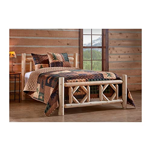 Castlecreek Diamond Cedar Log Bed Frame, Rustic Natural Wood King Bed Frame With Headboard #TOP4