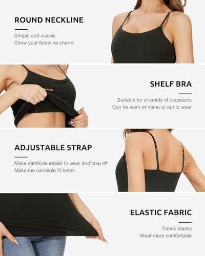 Image of Vislivin Womens Cotton Camisole Adjustable Strap Tank Tops with Shelf Bra Stretch Undershirts