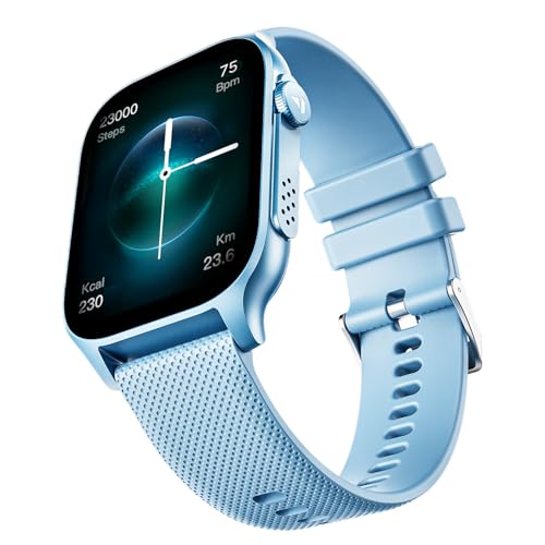 Image of Boat Ultima Ember smartwatch with 1.96 inch AMOLED Display, AOD, Personalized Fitness Nudges, Functional Crown,100+ Sports Modes, Create Your Own Watchface, smartwatch for Man and Woman (Mist Blue)